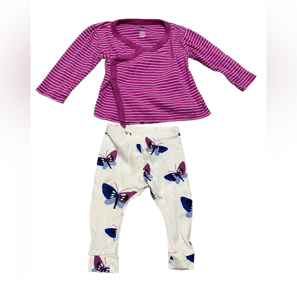 Tea Collection striped & butterfly outfit. 6-9 months.
